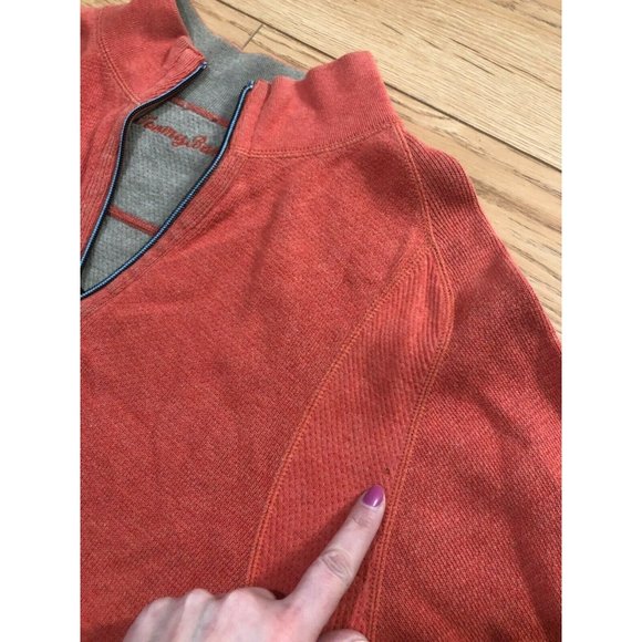 Tommy Bahama Reversible Sweater Men's L 1/4 Zip Up Orange Brown Long Sleeve - Picture 3 of 5